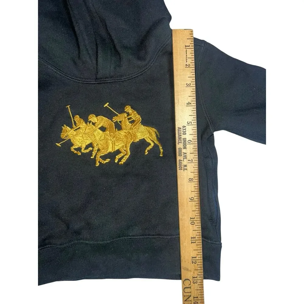 Polo Ralph Lauren Embroidered Triple Pony black hoodie sweatshirt toddler 2/2T